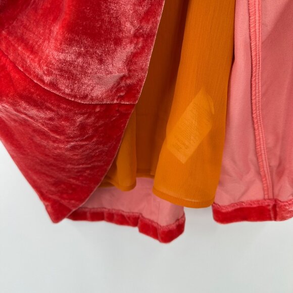 Free People Tangerine Crushed Velvet Gumdrop Mini Dress size M Smocked Open Back - Picture 4 of 10